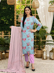 3pc Summar Lawn Suit (Organza dupatta)