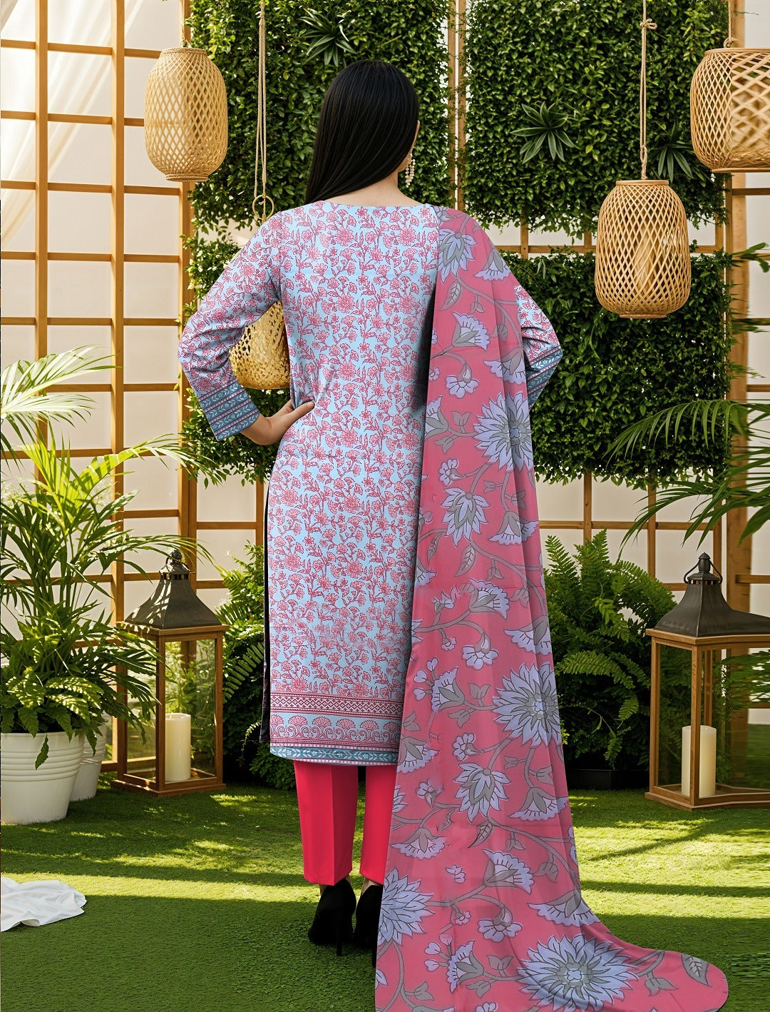 3pc Summar Lawn Suit (Organza dupatta)