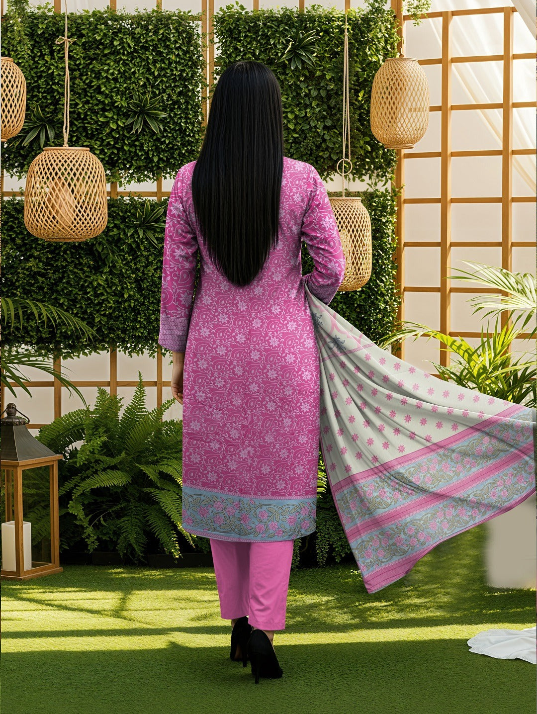 3pc Summar Lawn Suit (Bembar dupatta)
