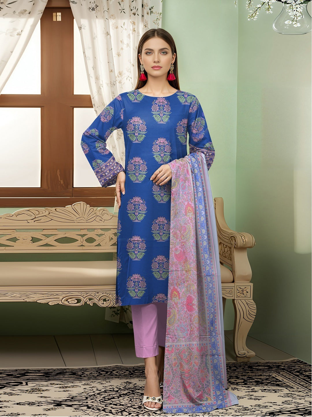3pc Summar Lawn Suit (Organza dupatta)