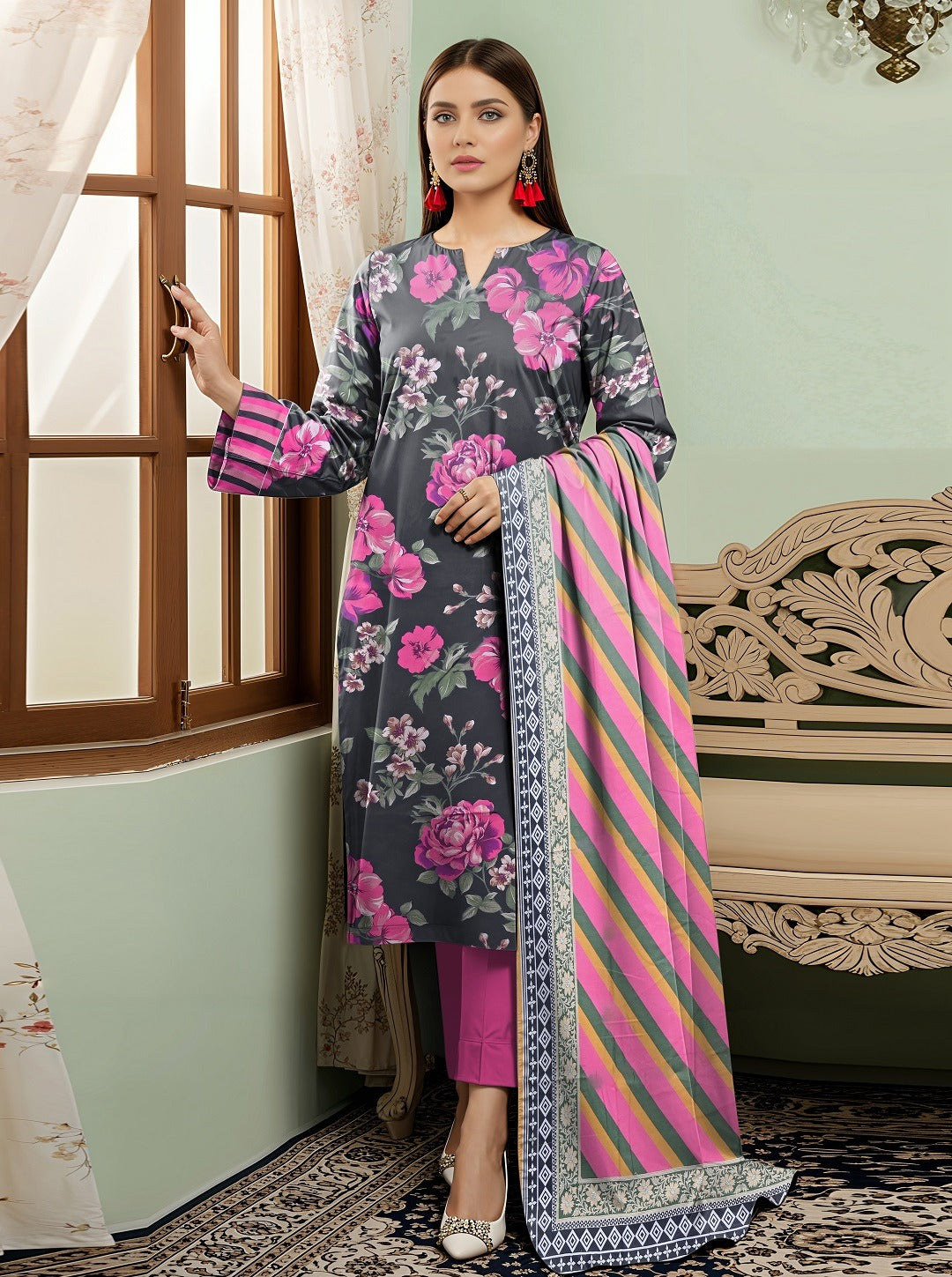 3pc Summar Lawn Suit (Lawn dupatta)
