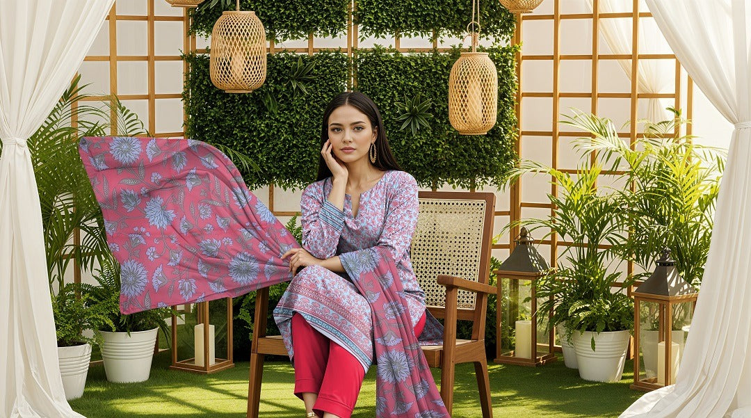 3pc Summar Lawn Suit (Organza dupatta)