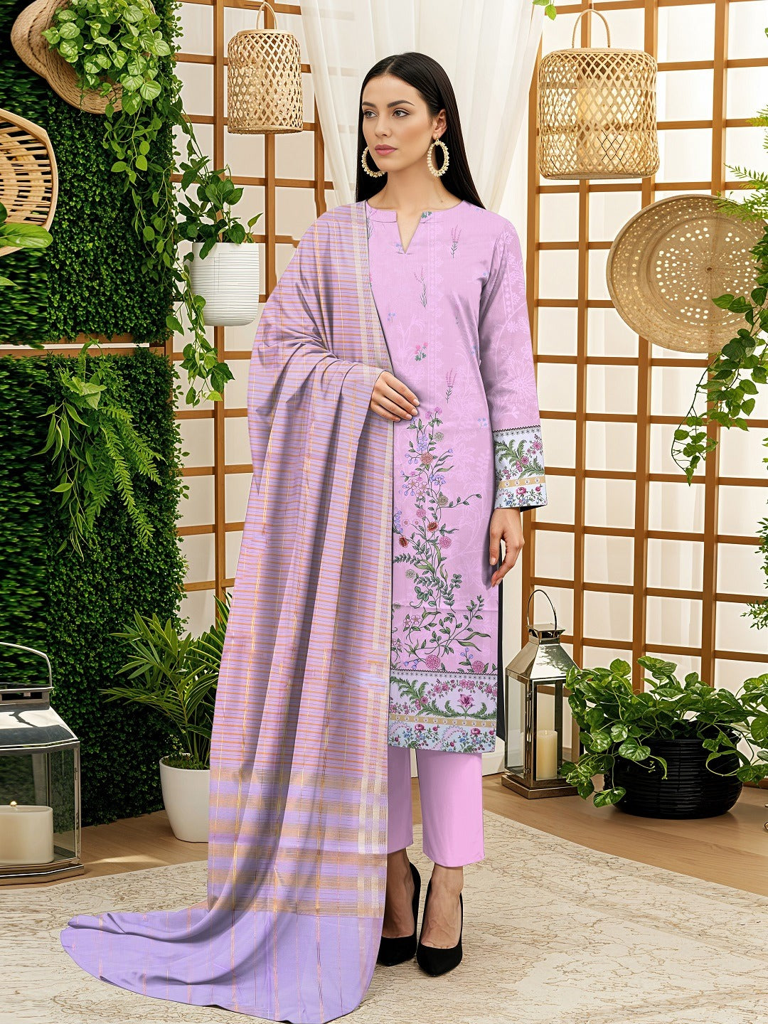 3pc Summar Lawn Suit (Organza dupatta)