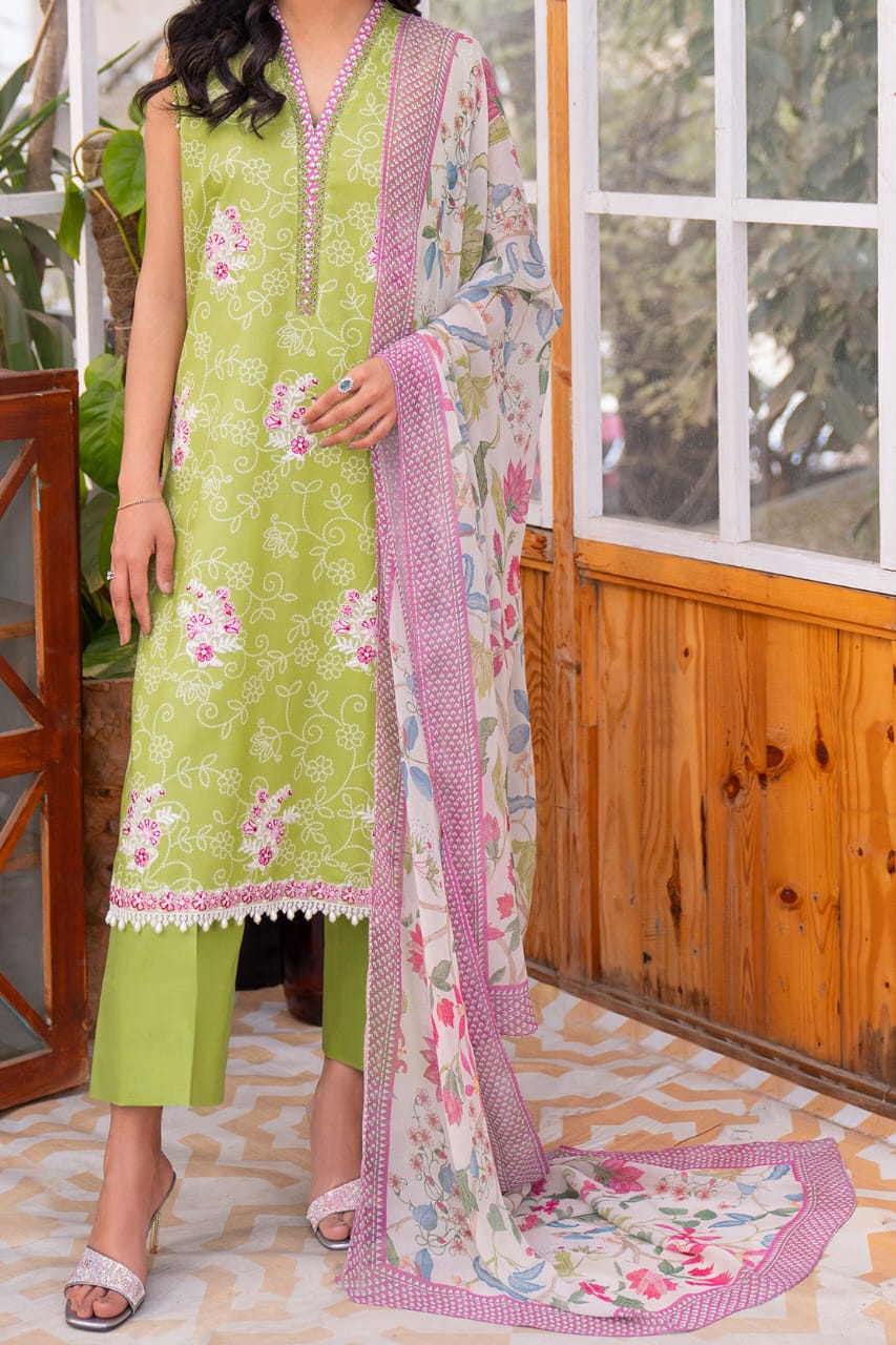 3pc Summar Lawn Suit (Bembar dupatta)